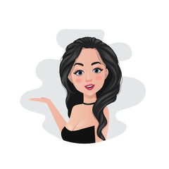 Pretty girl shows palm up gesture