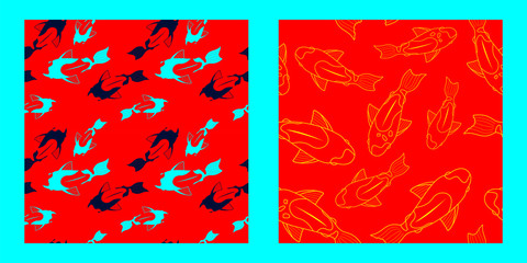 two colorful fish patterns