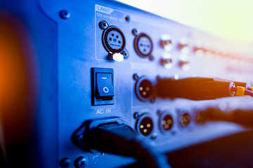 line and plug of power of mixing sound of music