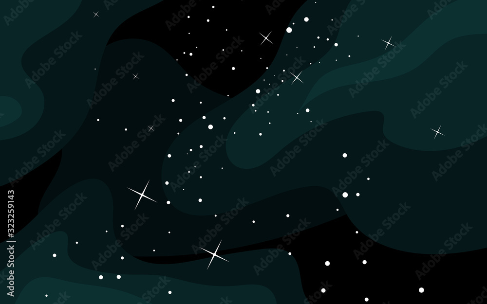Poster vector space background . cute flat style template with stars in outer space