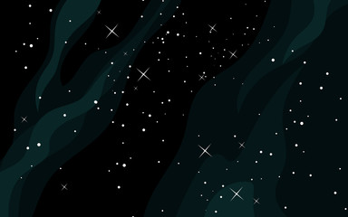 Vector space background . Cute flat style template with Stars in Outer space