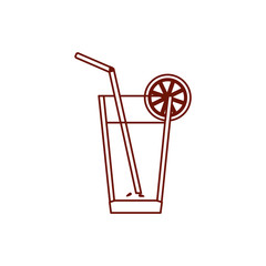 Isolated orange juice glass drink line style icon vector design