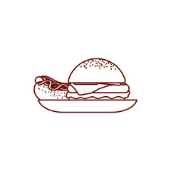 Isolated hamburger and hot dog line style icon vector design