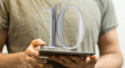 10 years anniversary celebration logotype with elegant celebration.