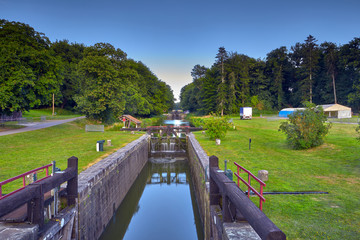 Image of a lock/ecluse on the Canal d'ille et Rance at Hede, Brittany, France