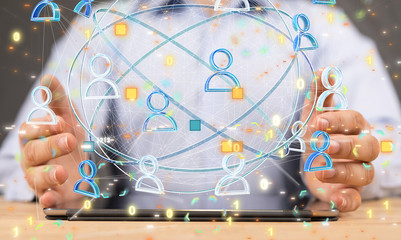 code data concept in hand media.