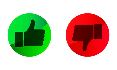 Like and Dislike vector flat Icons. Design Elements for smm, ad, marketing, ui, ux, app and more. Thumbs up and thumbs down emblems.