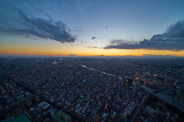 Fototapeta na wymiar sunset in tokyo, japan