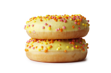 Donut with sprinkles isolated on white background