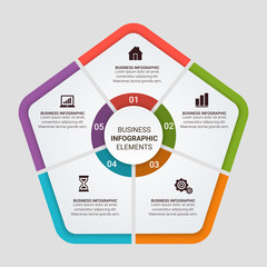 Modern vector infographic template, diagram, graph, presentation. Business concept with 3, 4, 5, 6 options and arrows. For content, flowchart, timeline, workflow, marketing