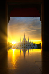 sunset at Wat Asokaram , Samut Prakarn , Thailand