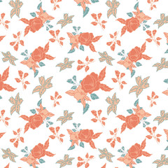 trendy 2020 fabric vintage colors seamless pattern, rose vector background