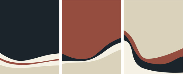 abstract minimal art template set,vector,brown and blue color palette