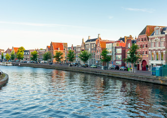 Obraz premium Haarlem canals and architecture, Netherlands