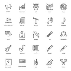  Percussion Instrument Line Icons Pack 