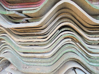 Many ancient tiles in the temple