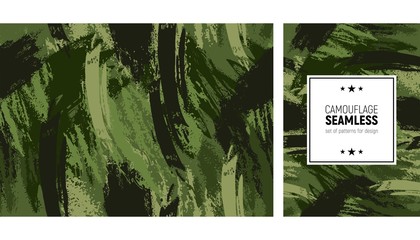 Seamless brush stroke pattern. Camouflage modern background © Nadin_Koryukova