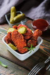 Nashville hot chicken, wings and legs