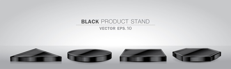 3D illustration vector black product stand.