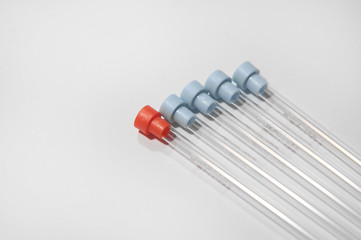 Science laboratory equipment, five test tubes Medical laboratory