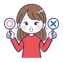 女性、マルバツ、正解、不正解