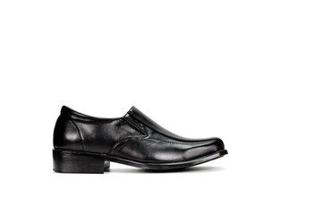 Black leather shoes For business men On a white background.