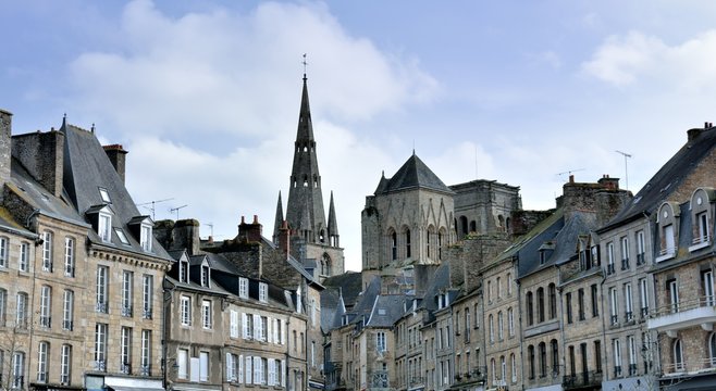 The old Guingamp city in Brittany . France