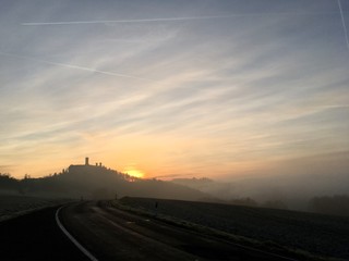 sunset on road