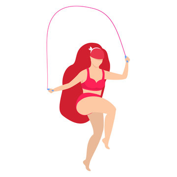 recommend clip art: Woman Jumping with Jump Rope. Gym Workout Sport