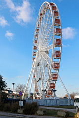 KRAKOW, POLAND - FEBRUARY 08, 2020: Ferris wheel at the amusement park