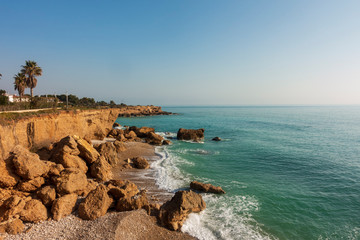 Fototapeta premium The coves of Vinaroz a clear day
