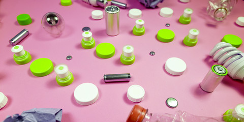 Trash and assorted garbage isolated on background