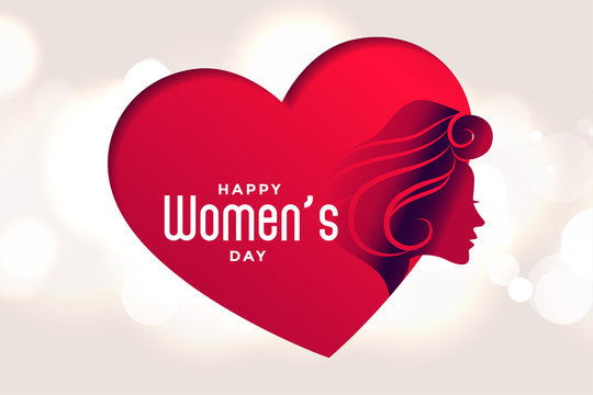 happy womens day beart and face poster design