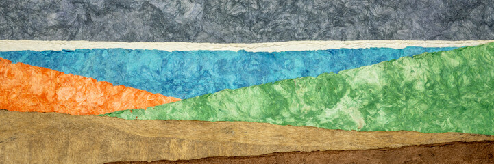 abstract landscape created with amate bark papers