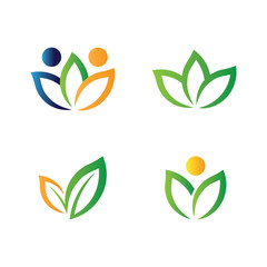 Healthy Life Logo, Green Care Logo, Community, Growth Logo Design Vector