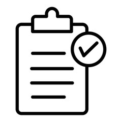 Clipboard or checklist icon in line style. Task list, audit report and check symbols. Done, tick, checkmark, approved signs. Checklist for modern mobile and web UI designs.