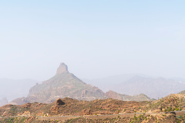 Obraz na płótnie Canvas Landscape in Gran Canaria showing mountains and specific vegetation