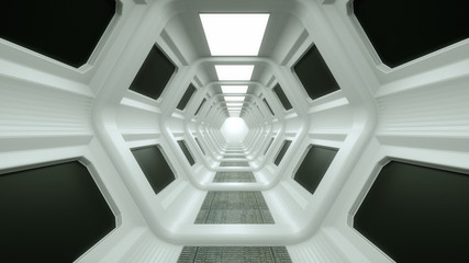Obraz premium 3d render. Futuristic spaceship scifi corridor architecture