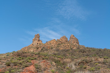 Landscape in Gran Canaria showing mountains and specific vegetation