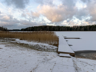 winter landscape with frozen lake
