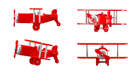 Red wooden biplanes. 3d render