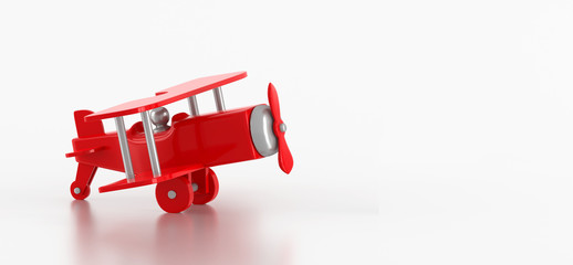 Red toy plane. 3d render