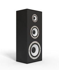 Obraz premium black stereo box speakers on white background. sound equipment. audio appliances. 3d rendering