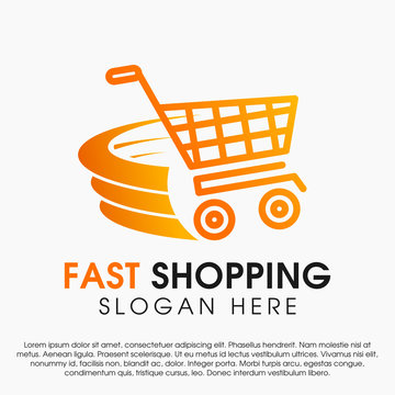 shop trolley logo template with simple