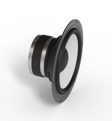 black stereo dynamic on white background. sound equipment. audio appliances. 3d rendering