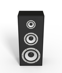 black stereo box speakers on white background. sound equipment. audio appliances. 3d rendering