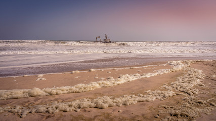 A shipwreck in the Skeleton Coast National Park in Namibia.