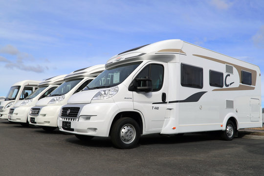 White RVs in a Row. Illustrative Editorial Content