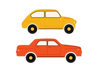 Retro car illustration. Vintage cars icons isolated on white background. 
