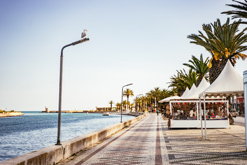 View along the deserted coastal promenade